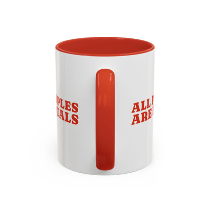 All People Are Equals Red Handle Ceramic Mug (11, 15oz)