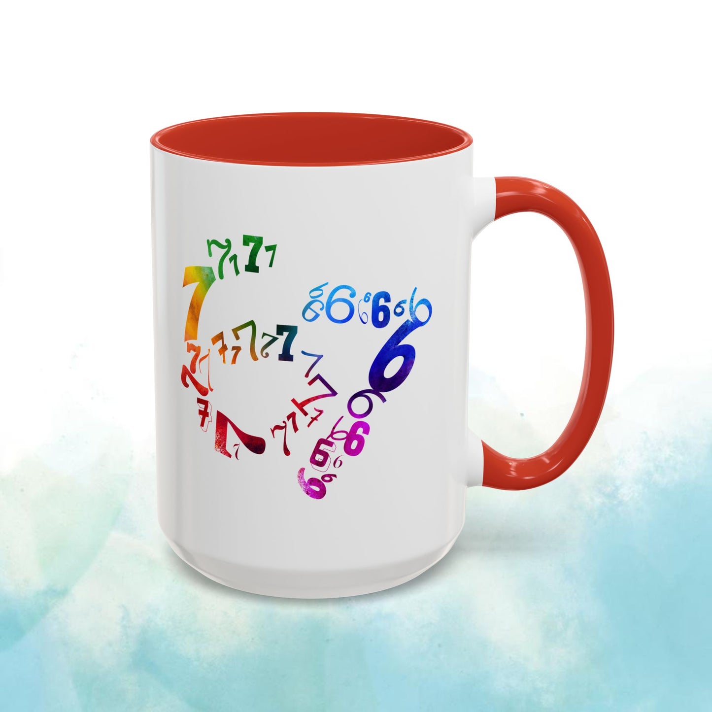 6-7 Meme Illusion Colorful Handle Ceramic Mug (11, 15oz)