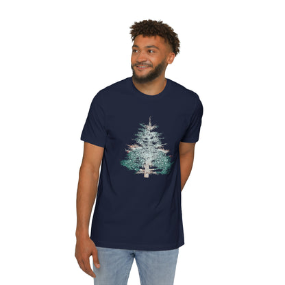 Painted Pine Tree Men's T-Shirt, Made in USA