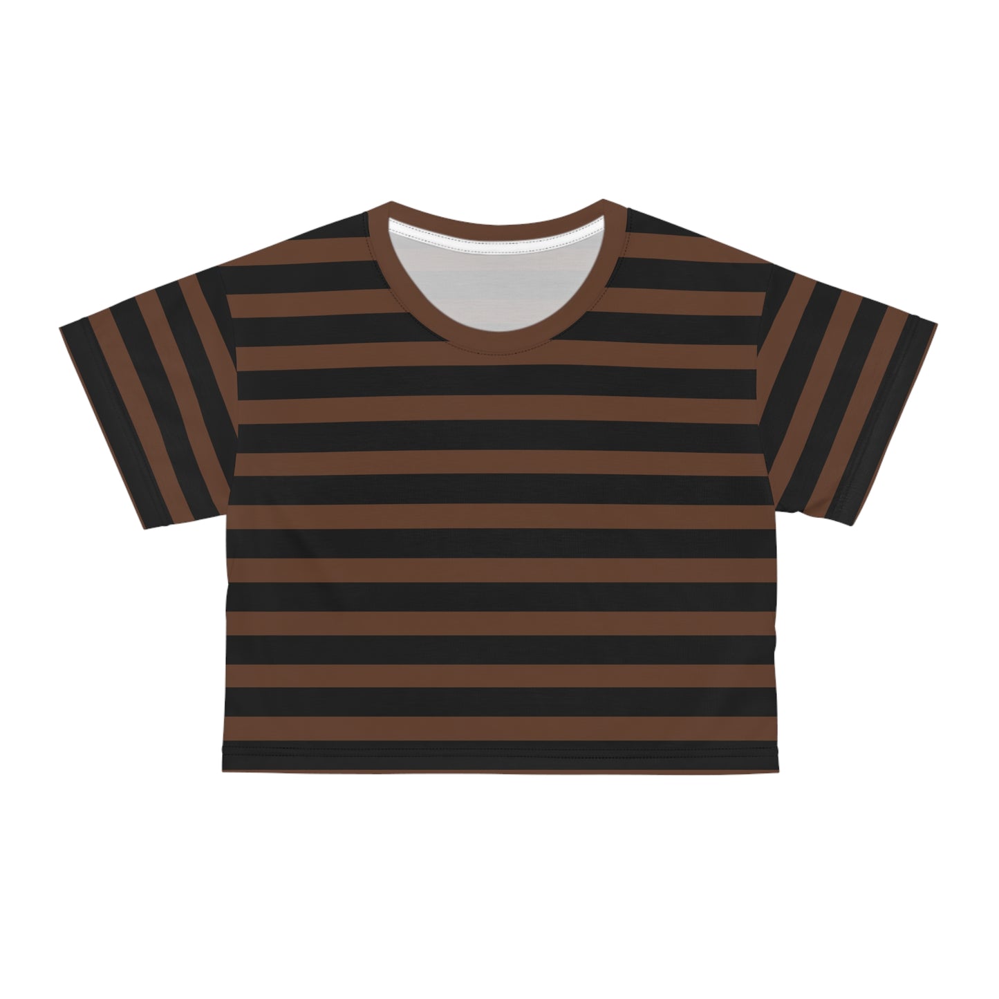 Brown + Black Stripes Cropped Tee