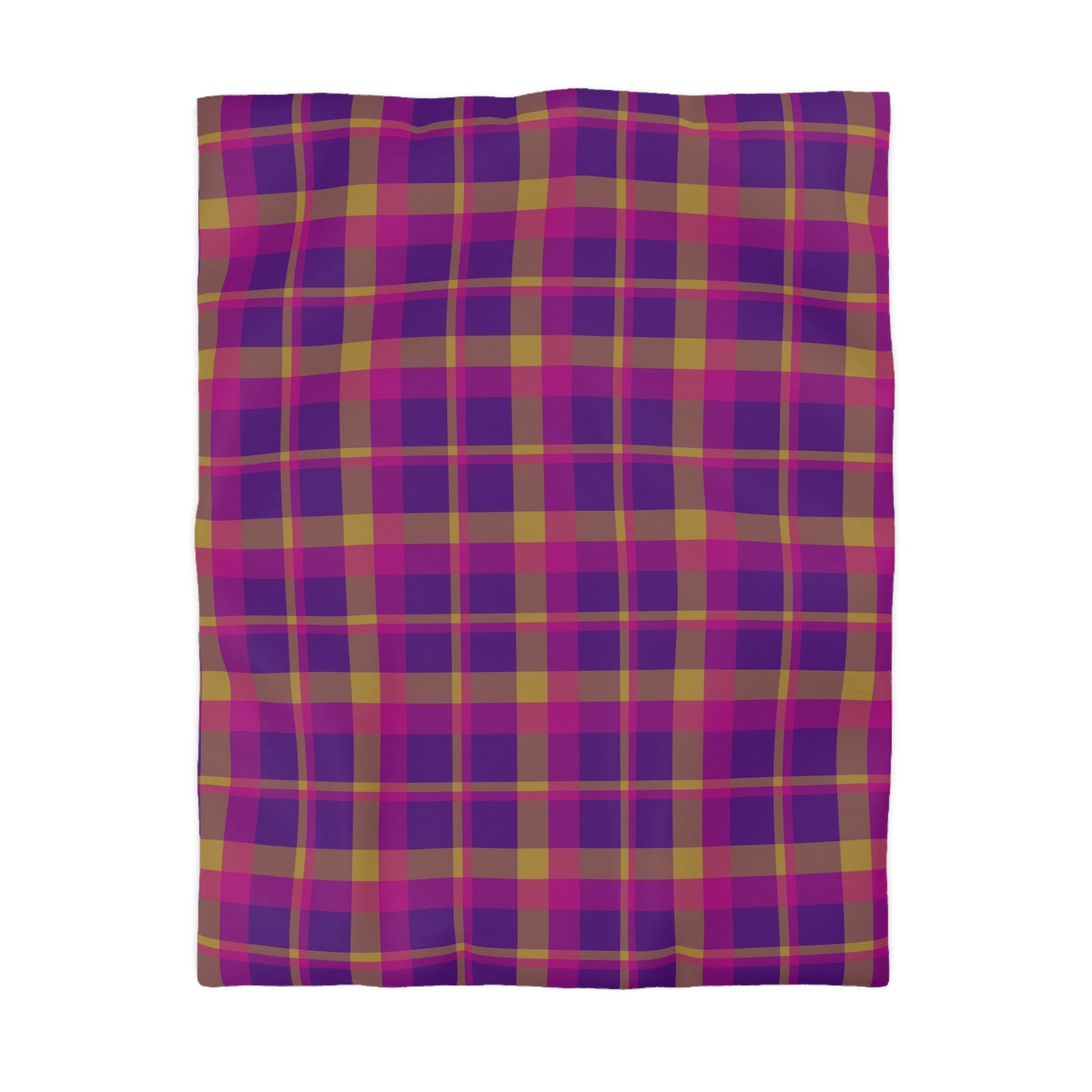 Yellow + Magenta Plaid Woven Duvet Cover