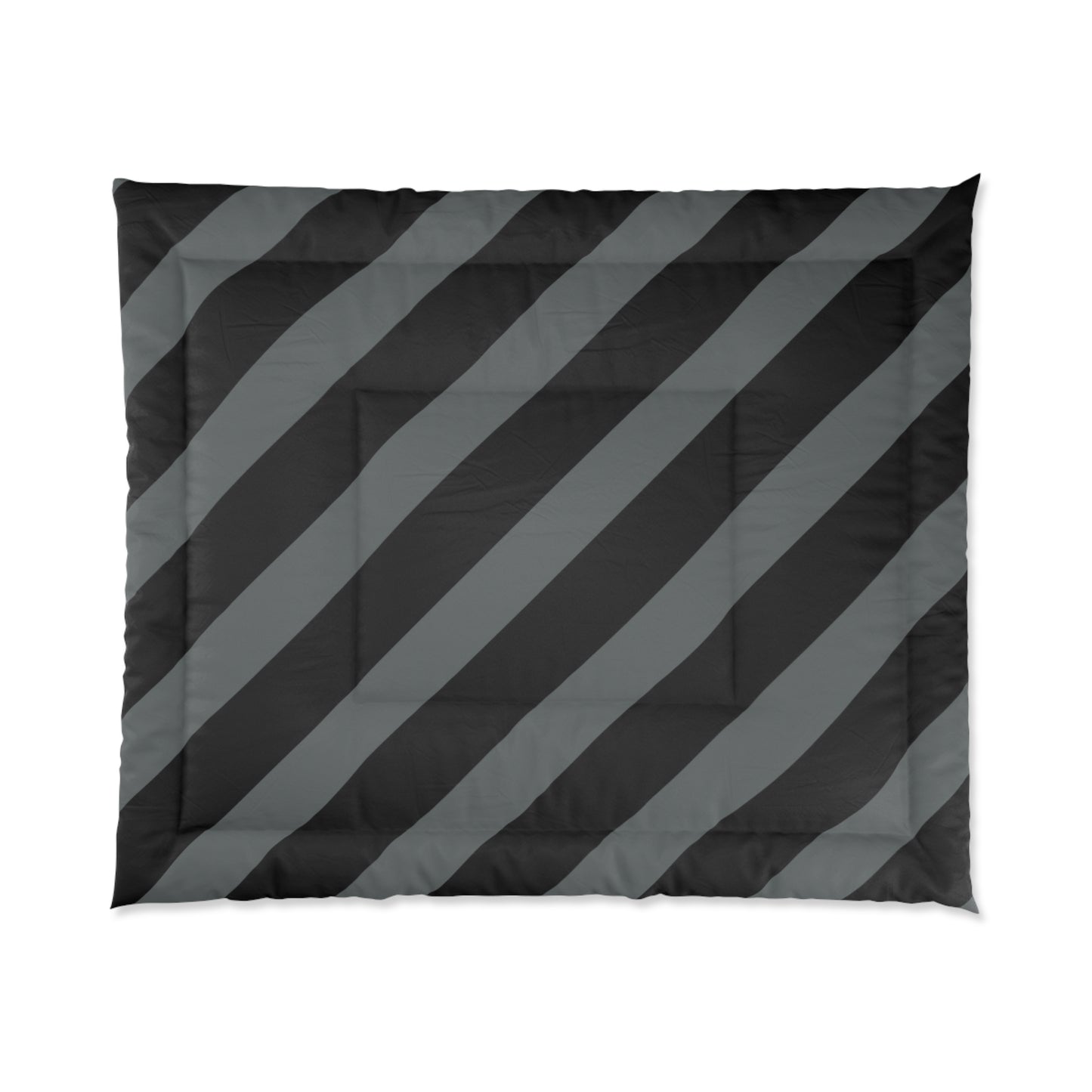 Diagonal Black + Gray Stripe Comforter