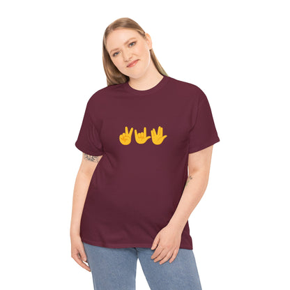 Peace, Love, Live Long Emoji Adult 100% Cotton T-Shirt (Multicolors)