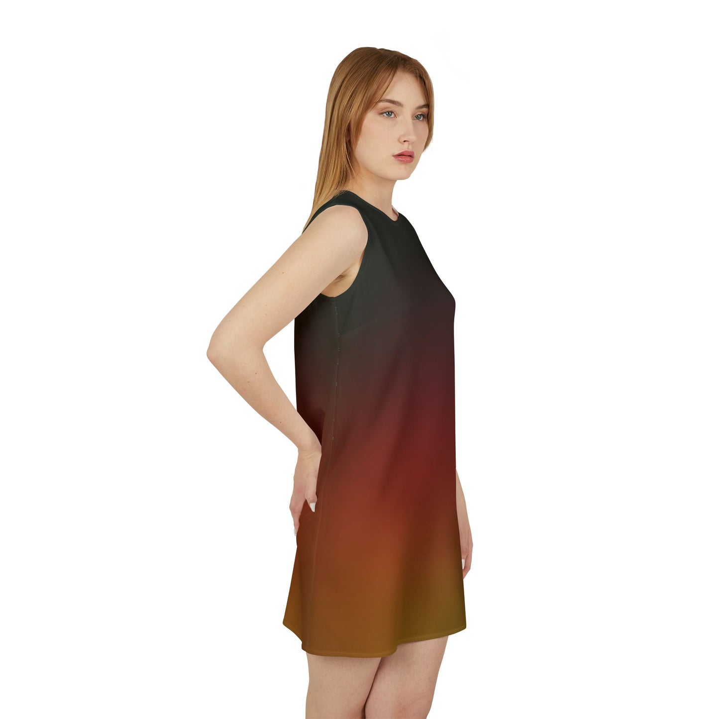 Deep Tones Sleeveless Trapeze Mini Dress