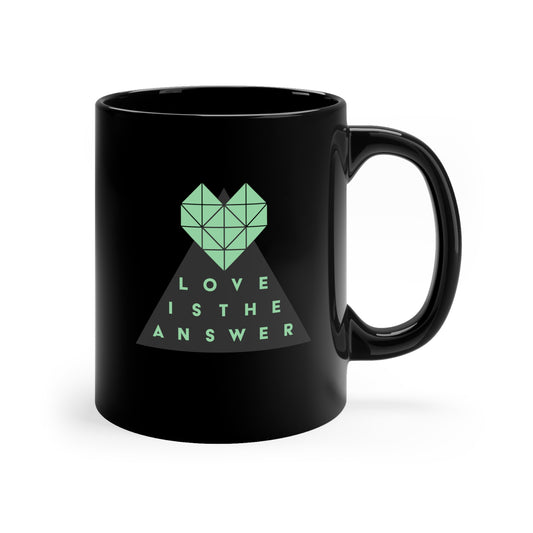 Geometric Love is the Answer 11oz Black Mug