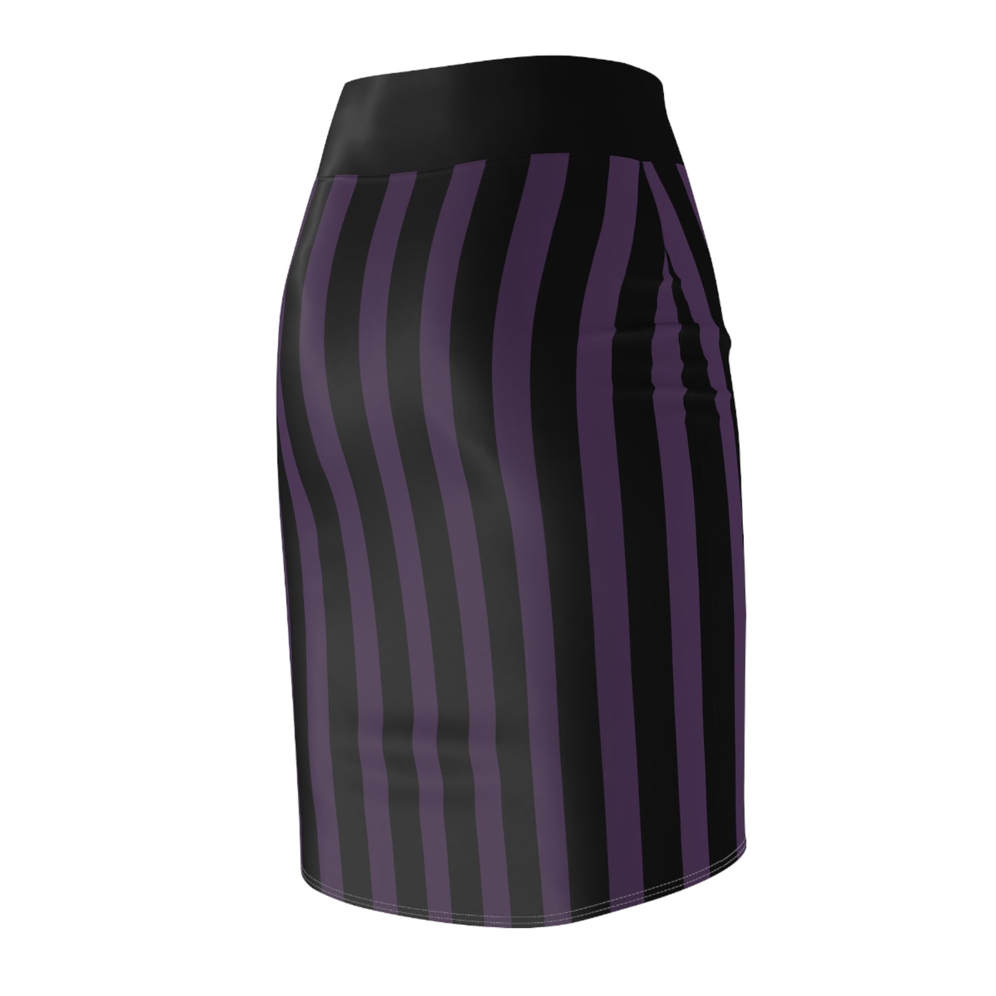 Purple + Black Striped Women's Pencil Skirt