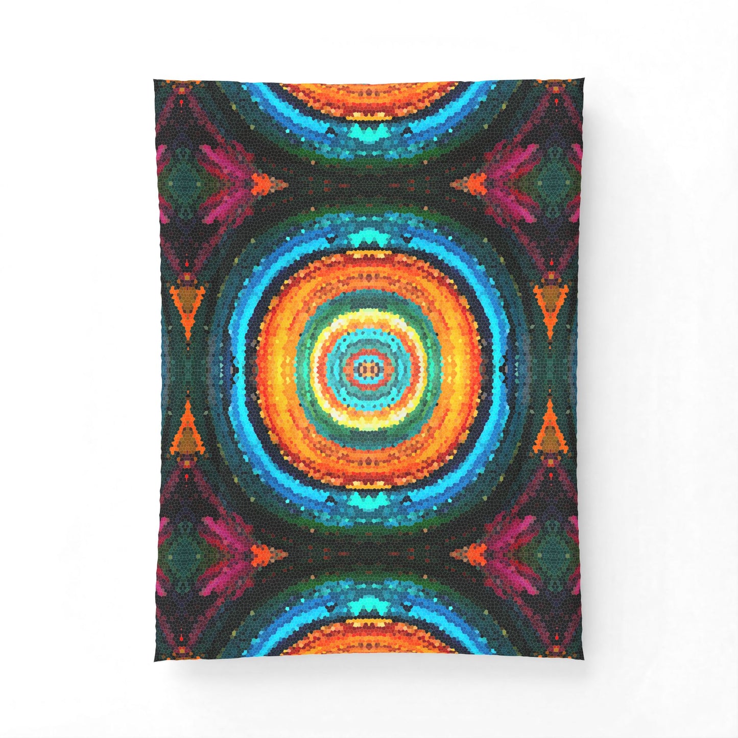 Pixel Mosaic Teal Orange 100% Cotton Comforter