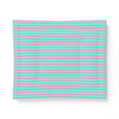 Pink + Teal Striped 100% Cotton Comforter