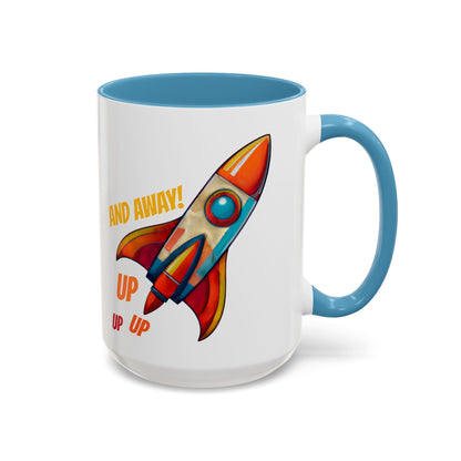 Rocket Ship Liftoff Colorful Ceramic Mug (11, 15oz)