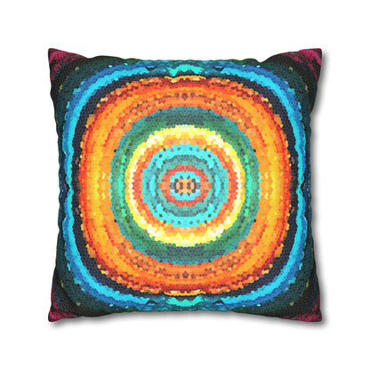 Pixel Mosaic Teal Orange Faux Suede Throw Pillow Case (multi sizes)