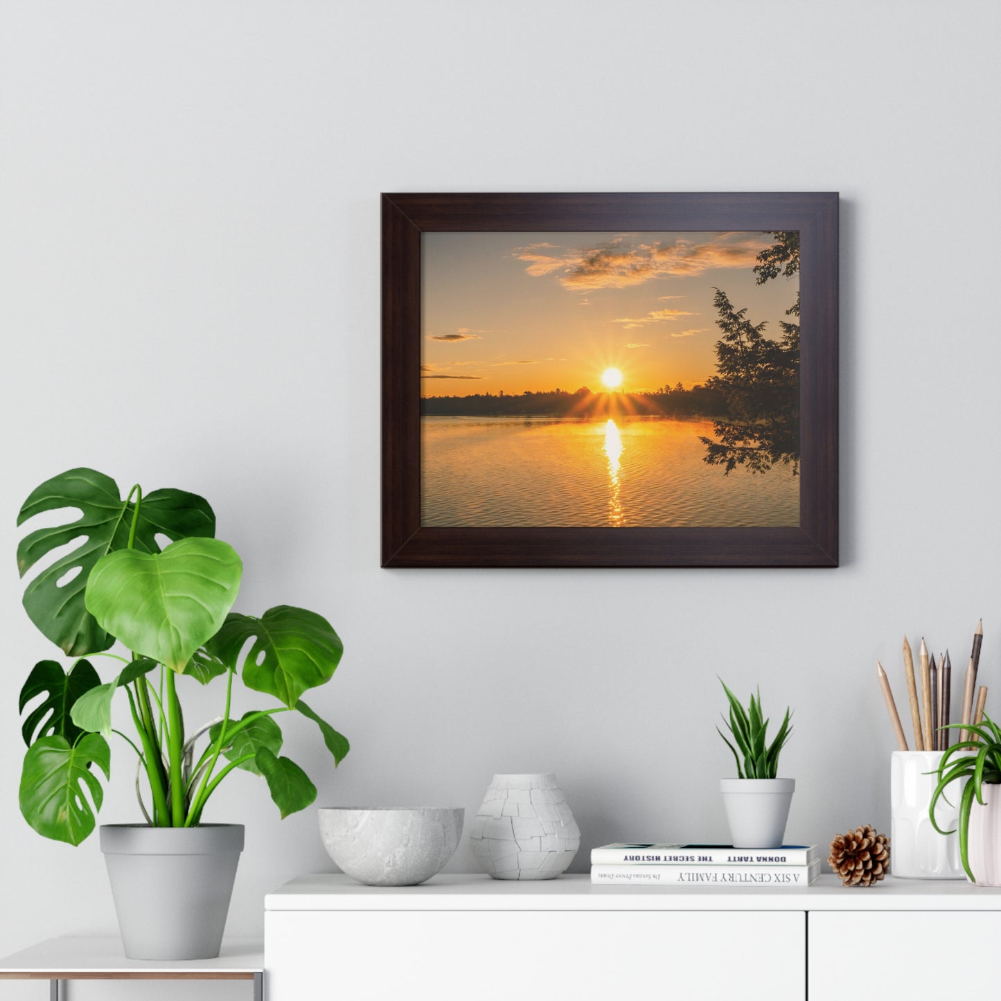 Summer Sunrise Over A Maine Lake Framed Matte Print