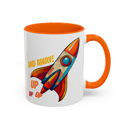 Rocket Ship Liftoff Colorful Ceramic Mug (11, 15oz)