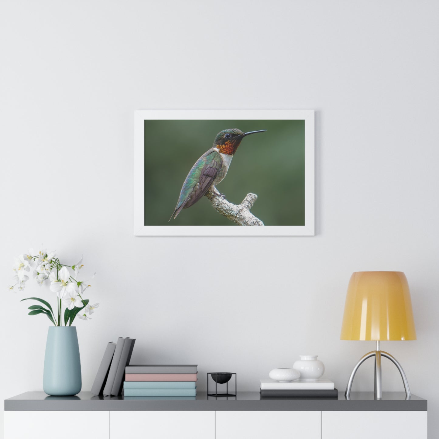 Ruby-Throated Hummingbird Framed Matte Print