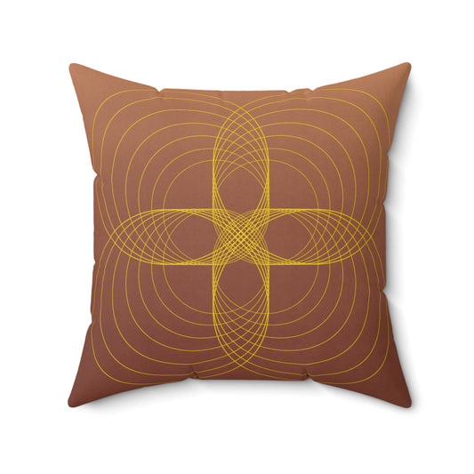 Burnt Sienna Frequencies Faux Suede Throw Pillow