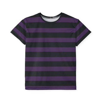 Purple + Black Stripes Kids' Poly Tee