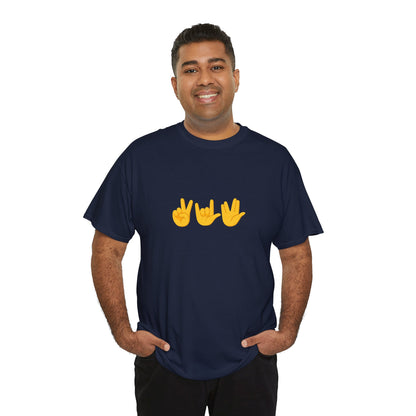 Peace, Love, Live Long Emoji Adult 100% Cotton T-Shirt (Multicolors)