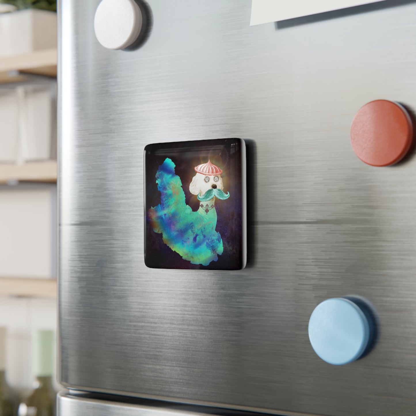 Surreal Astro Dog of Time Porcelain Magnet