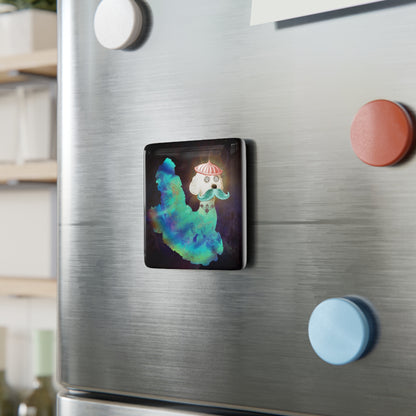 Surreal Astro Dog of Time Porcelain Magnet