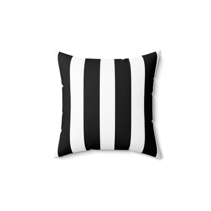 Vertical Black & White Striped Faux Suede Throw Pillow