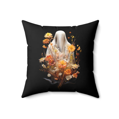 Halloween Garden Haunting Faux Suede Throw Pillow