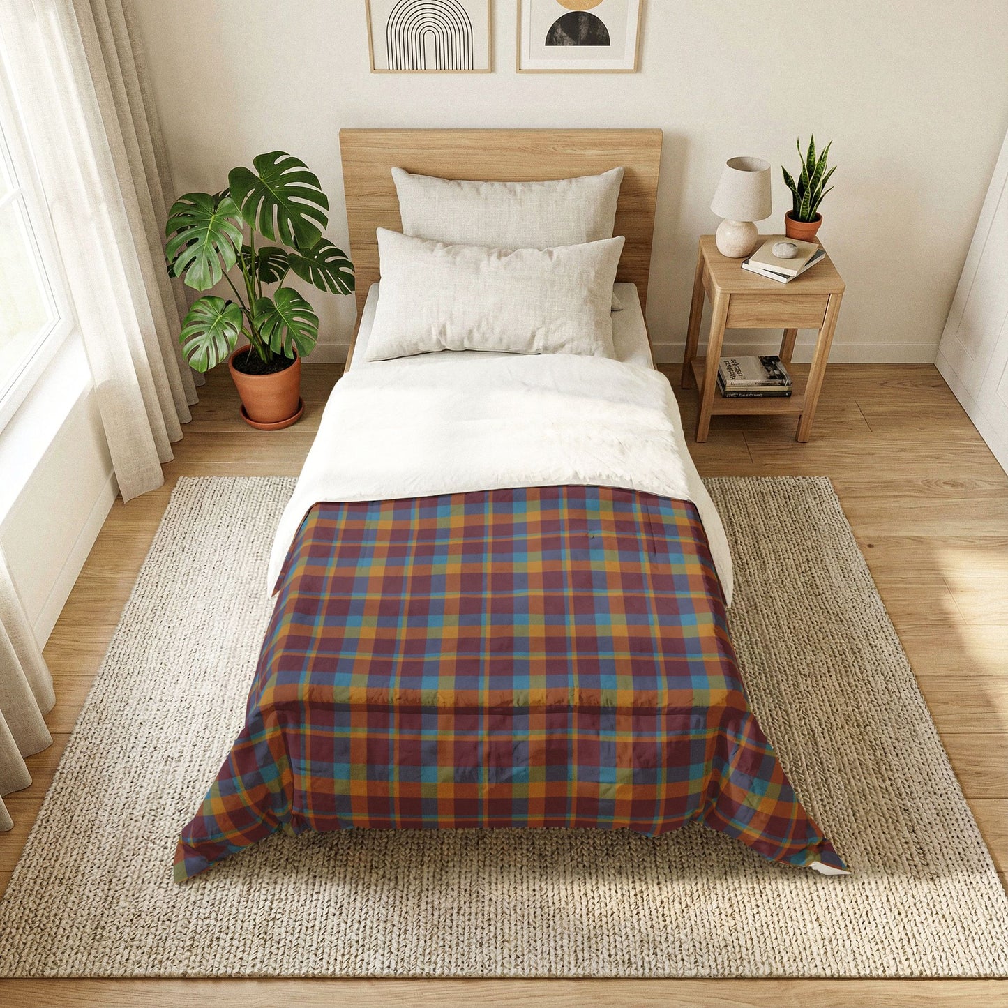 Mustard + Plum Plaid 100% Cotton Comforter