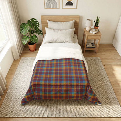 Mustard + Plum Plaid 100% Cotton Comforter