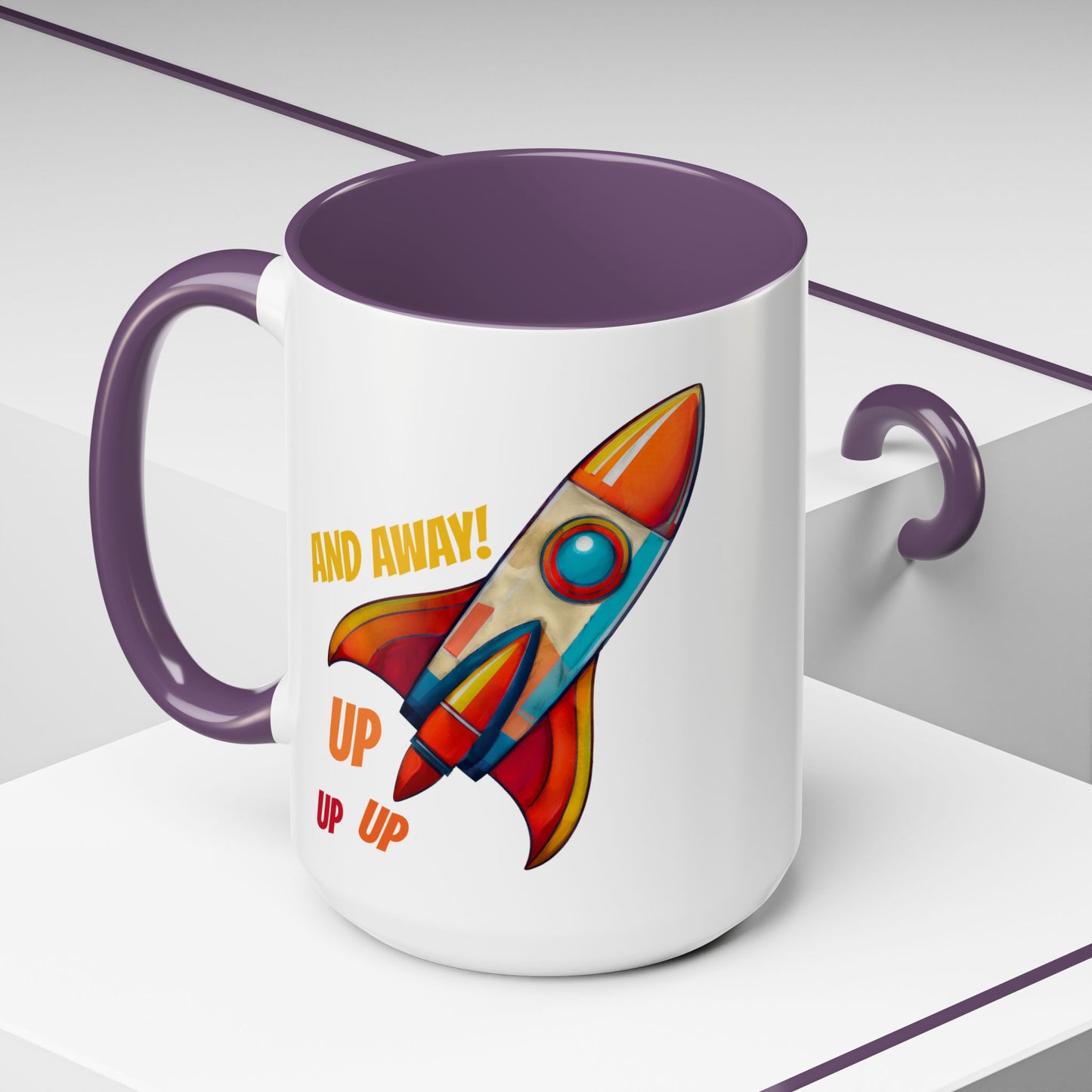 Rocket Ship Liftoff Colorful Ceramic Mug (11, 15oz)