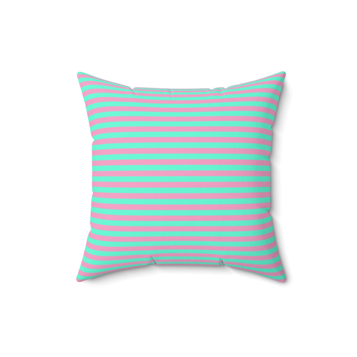 Pink + Teal Striped Faux Suede Throw Pillow