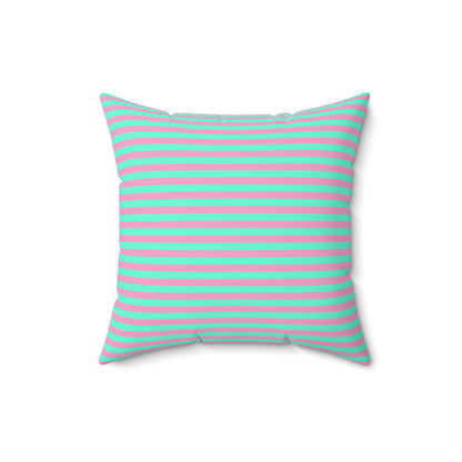 Pink + Teal Striped Faux Suede Throw Pillow