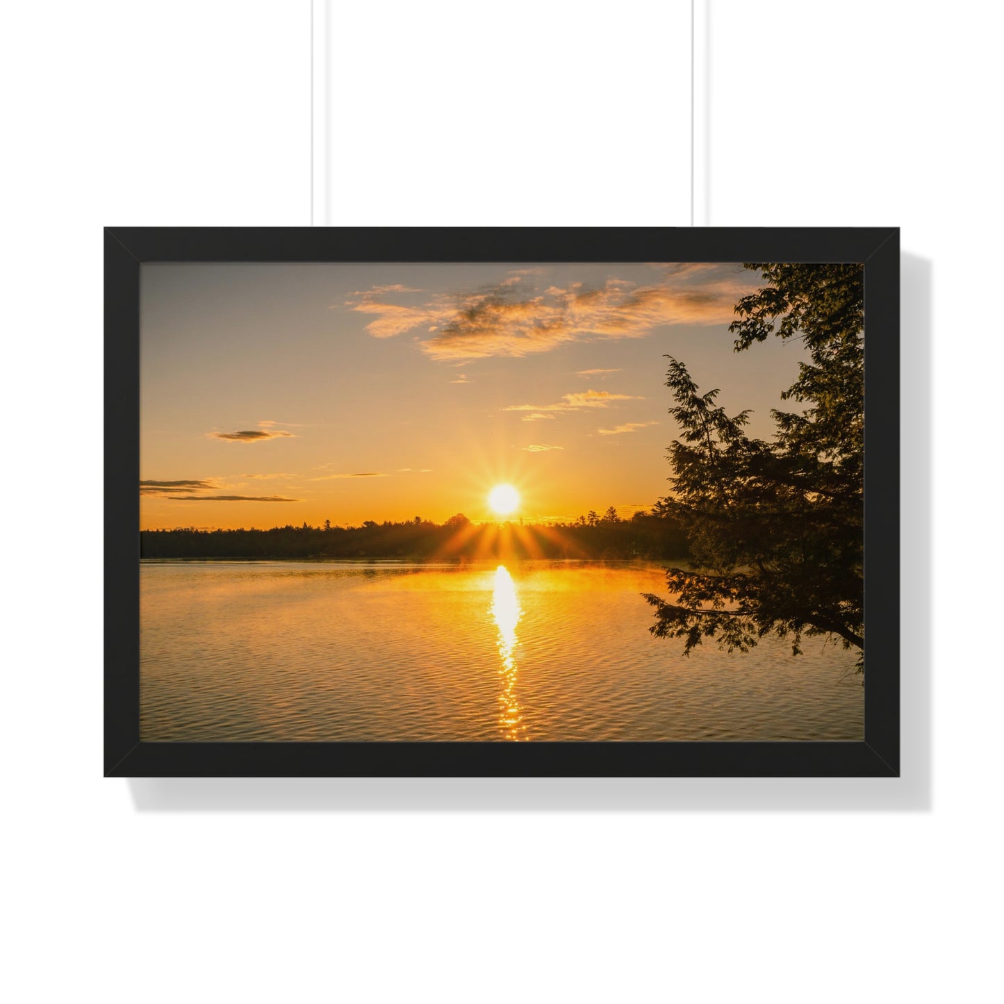 Summer Sunrise Over A Maine Lake Framed Matte Print