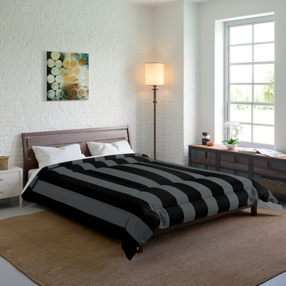 Black + Gray Stripe Comforter