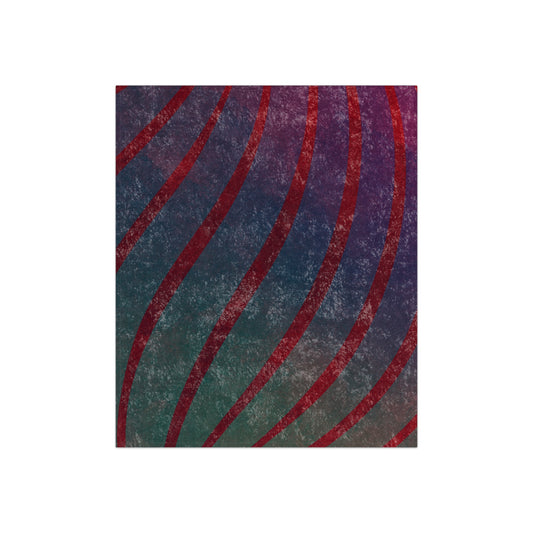 Red + Teal Illusion Wave Stripes Crushed Velvet Blanket