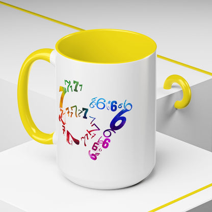 6-7 Meme Illusion Colorful Handle Ceramic Mug (11, 15oz)