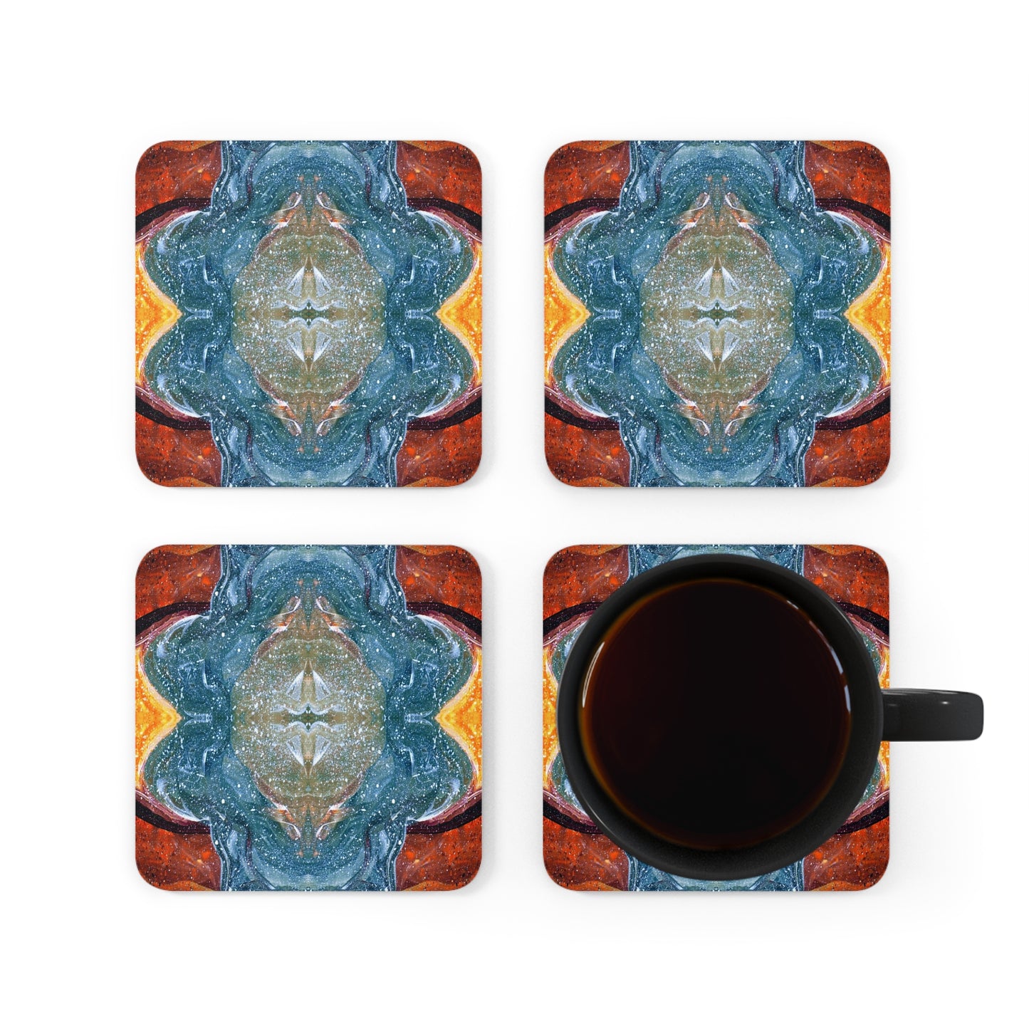 Cosmic Cell Division 4-Piece Corkwood Coaster Set