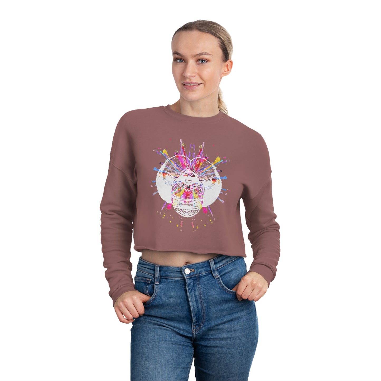 Dragonfly Color Explosion Women's Cropped Sweatshirt