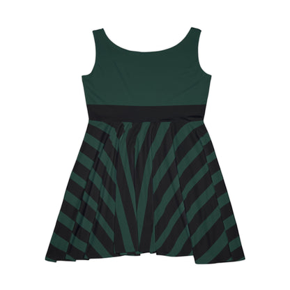 Dark Green + Black Stripe Women's Skater Dress Terra Conserva Dark Green + Black Stripe Women's Skater Dress Terra Conserva