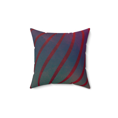 Red + Teal Illusion Wave Stripes Faux Suede Throw Pillow