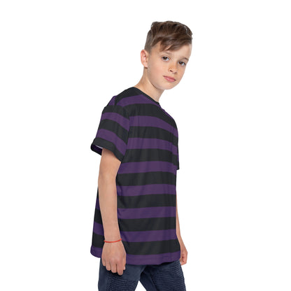 Purple + Black Stripes Kids' Poly Tee