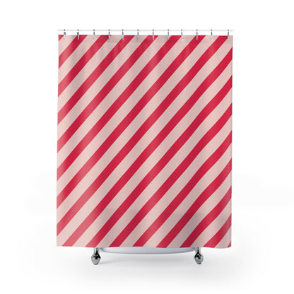 Diagonal Pink Stripes Shower Curtain