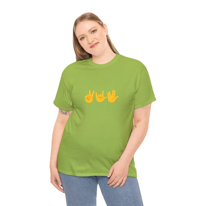 Peace, Love, Live Long Emoji Adult 100% Cotton T-Shirt (Multicolors)