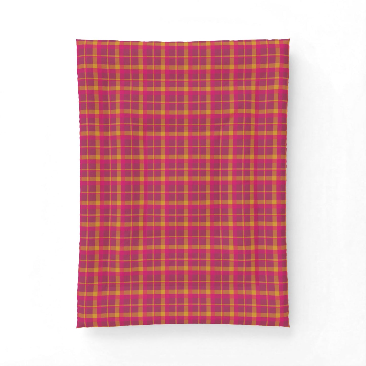 Pink + Yellow Plaid 100% Cotton Comforter