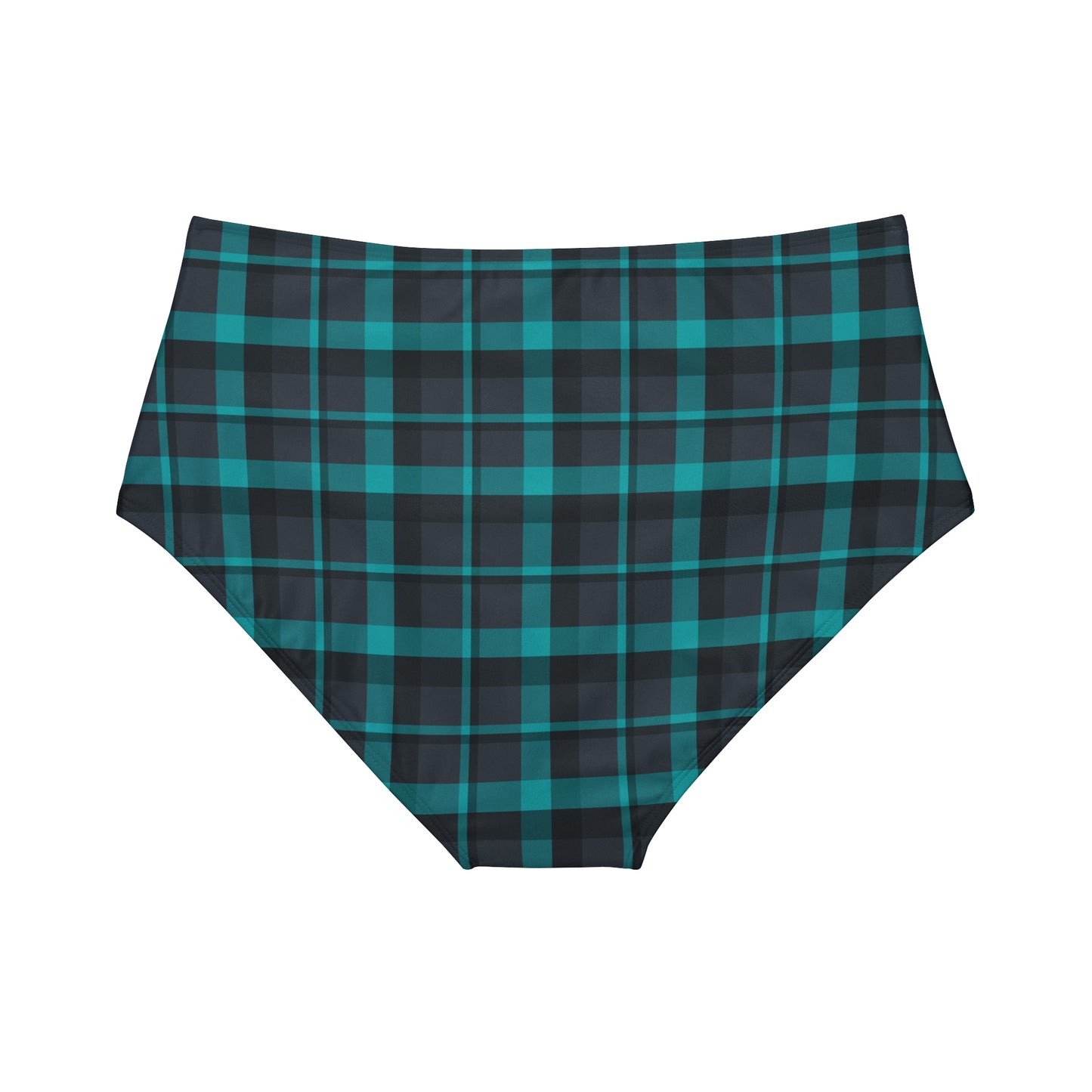 Muted Purple + Green Plaid Women's Full Coverage Bikini Bottom