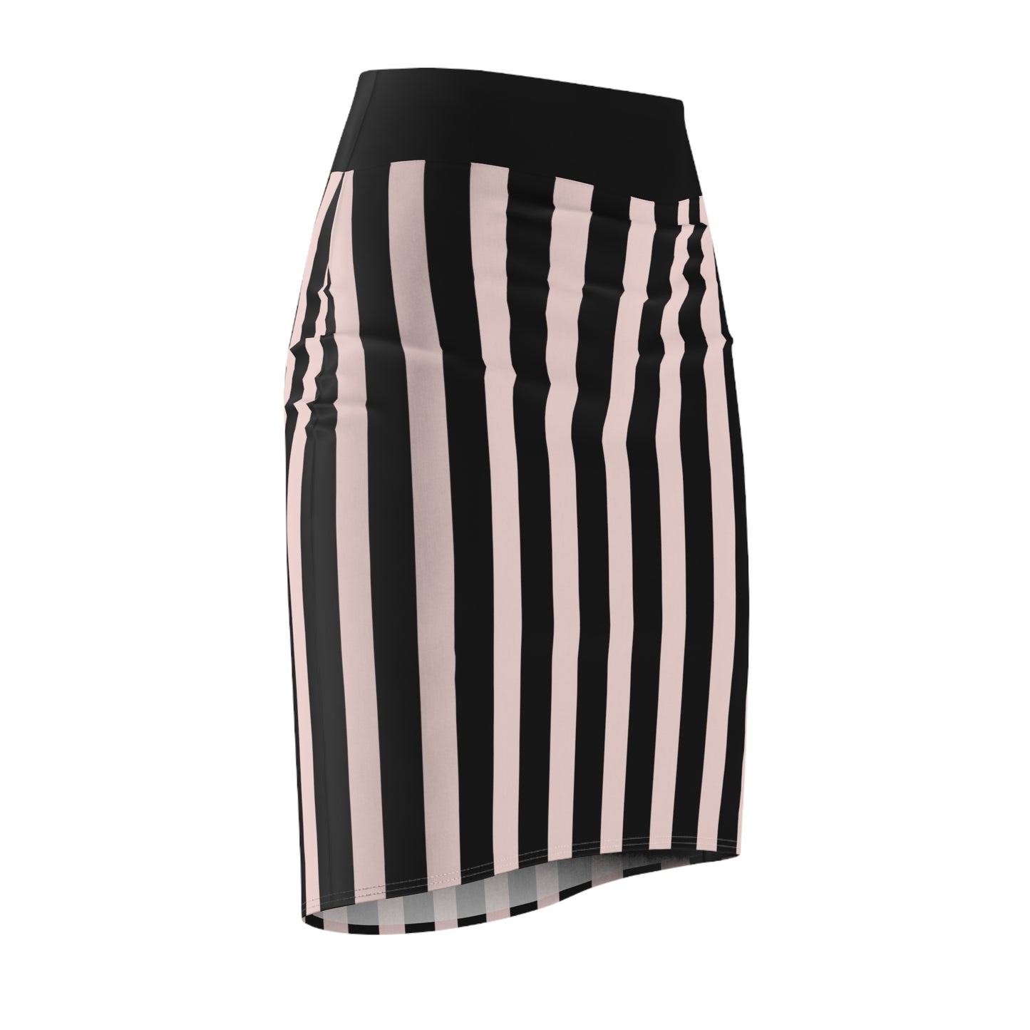 Gently Pink + Black Striped Women's Pencil Skirt