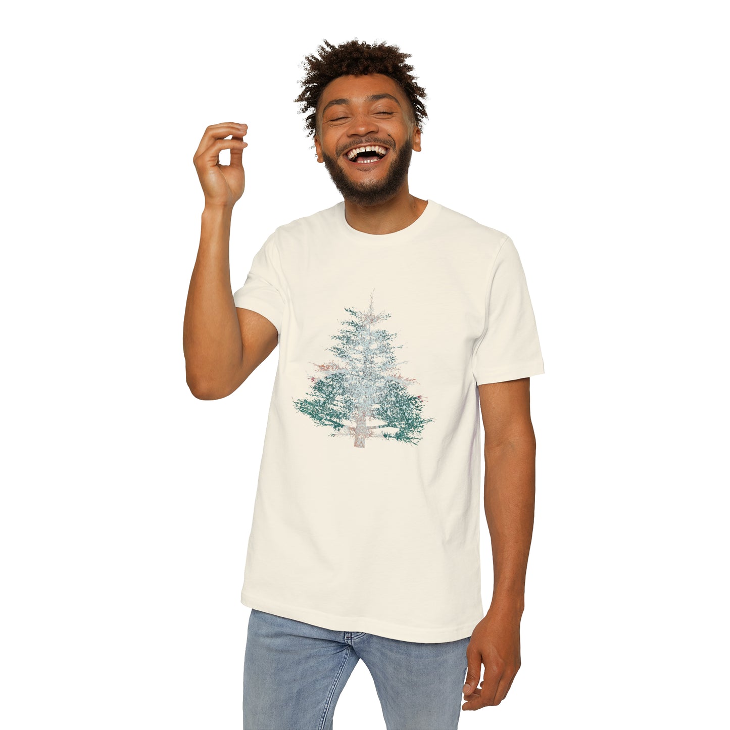 Painted Pine Tree Men's T-Shirt, Made in USA