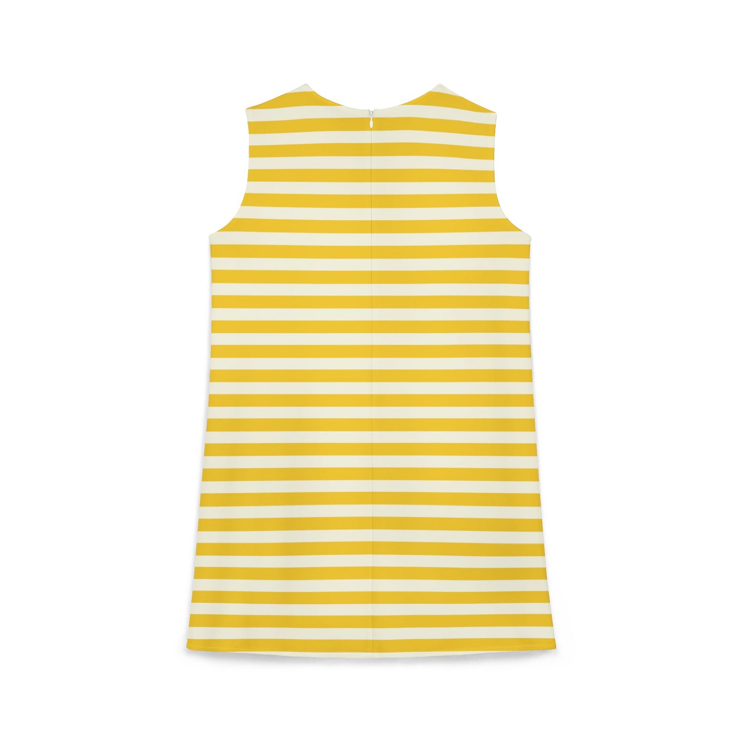 Lemony Yellow Stripes Sleeveless Trapeze Mini Dress