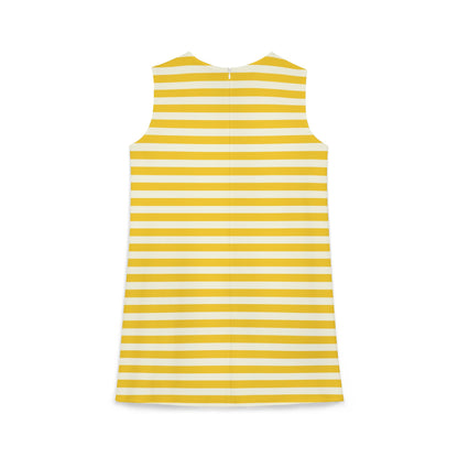 Lemony Yellow Stripes Sleeveless Trapeze Mini Dress