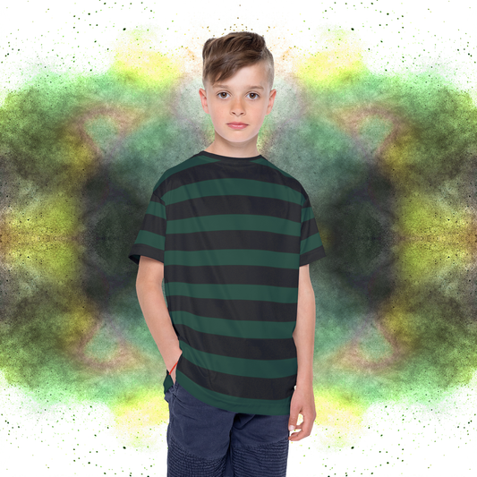 Green + Black Stripes Kids' Poly Tee