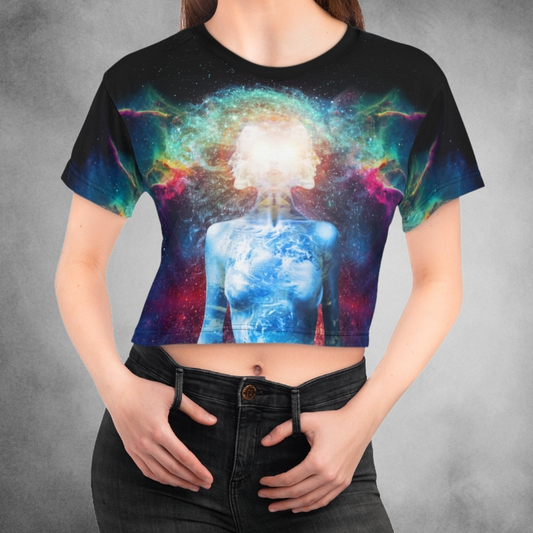 21st Century Gaia Surreal Art Crop Top