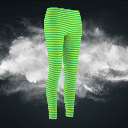Lemon Lime Skinny Striped Women's Super Soft Leggings