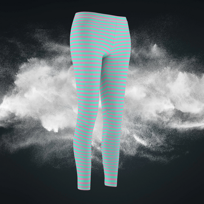 Pink + Teal Skinny Striped Women's Super Soft Leggings
